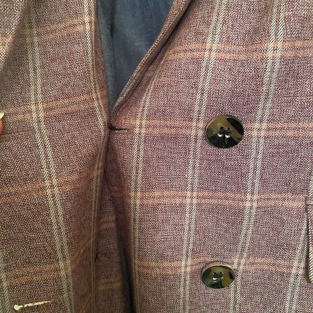 Zara Pink Plaid Double-Breasted Blazer - Picture 3 of 12